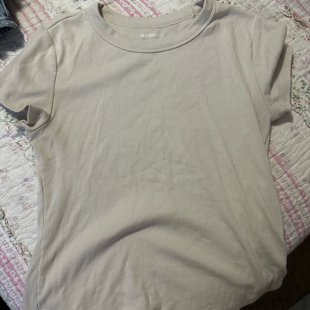 Old Navy Light Tan Ribbed Tee